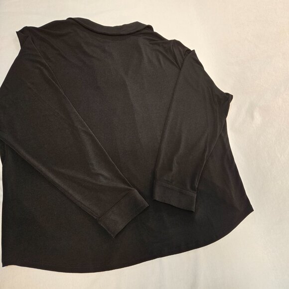 ADRIANNA PAPELL Solid Knit Long Sleeve Wing Full Button Black Shirt Size XXL NEW - Picture 4 of 16